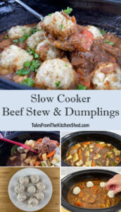 Slow Cooker Beef Stew & Dumplings - Tales From The Kitchen Shed